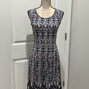 Sophie Max Navy Blue and White Midi Dress